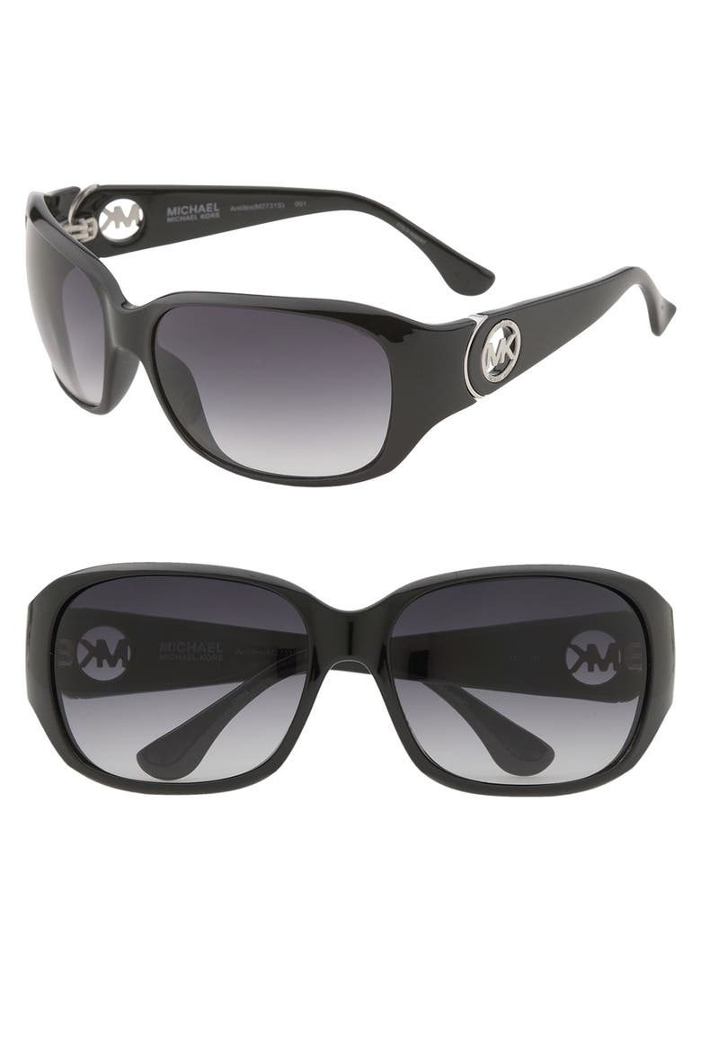 'Antilles' Square Sunglasses, Main, color, BLACK