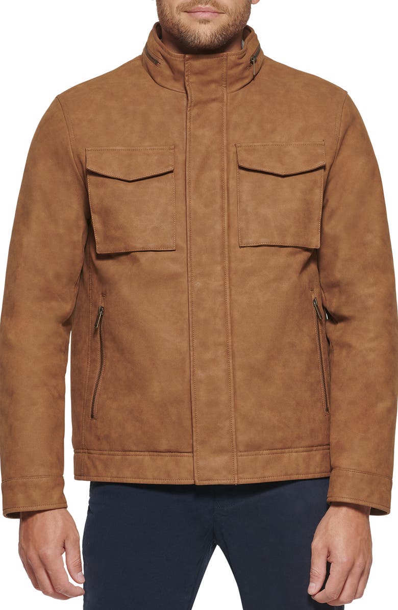 Dockers<sup>®</sup> Faux Leather Military Jacket, Main, color, Saddle