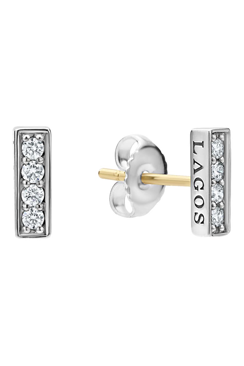 Linear Diamond Stud Earrings, Alternate, color, SILVER