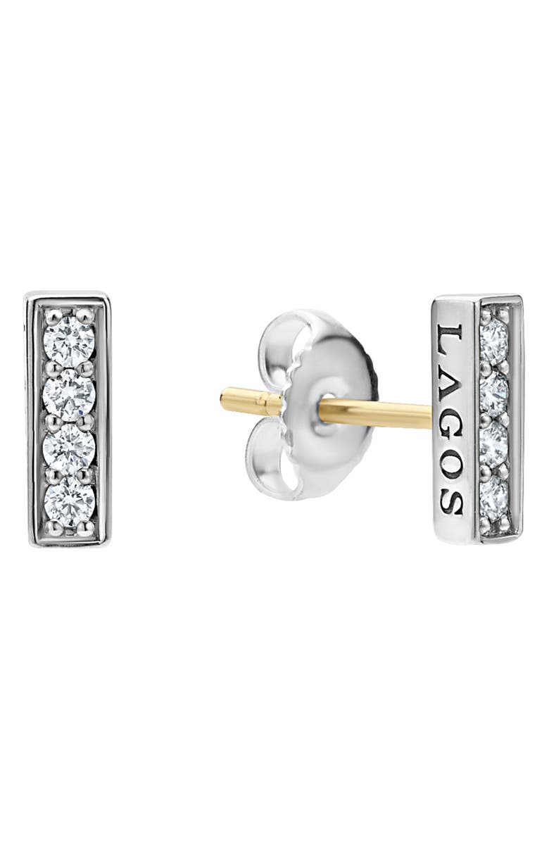 LAGOS Linear Diamond Stud Earrings, Alternate, color, Silver
