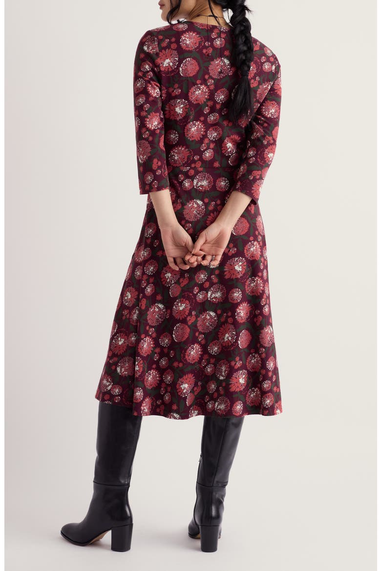 Pier View Floral Fit & Flare Midi Dress, Alternate, color, ALLIUM FLOWERS DARK HELLEBORE