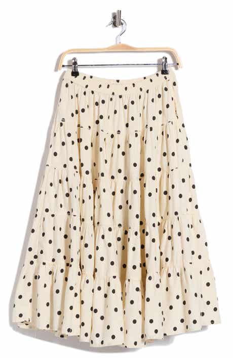 Full Swing Floral Border Detail Cotton Blend Midi Skirt