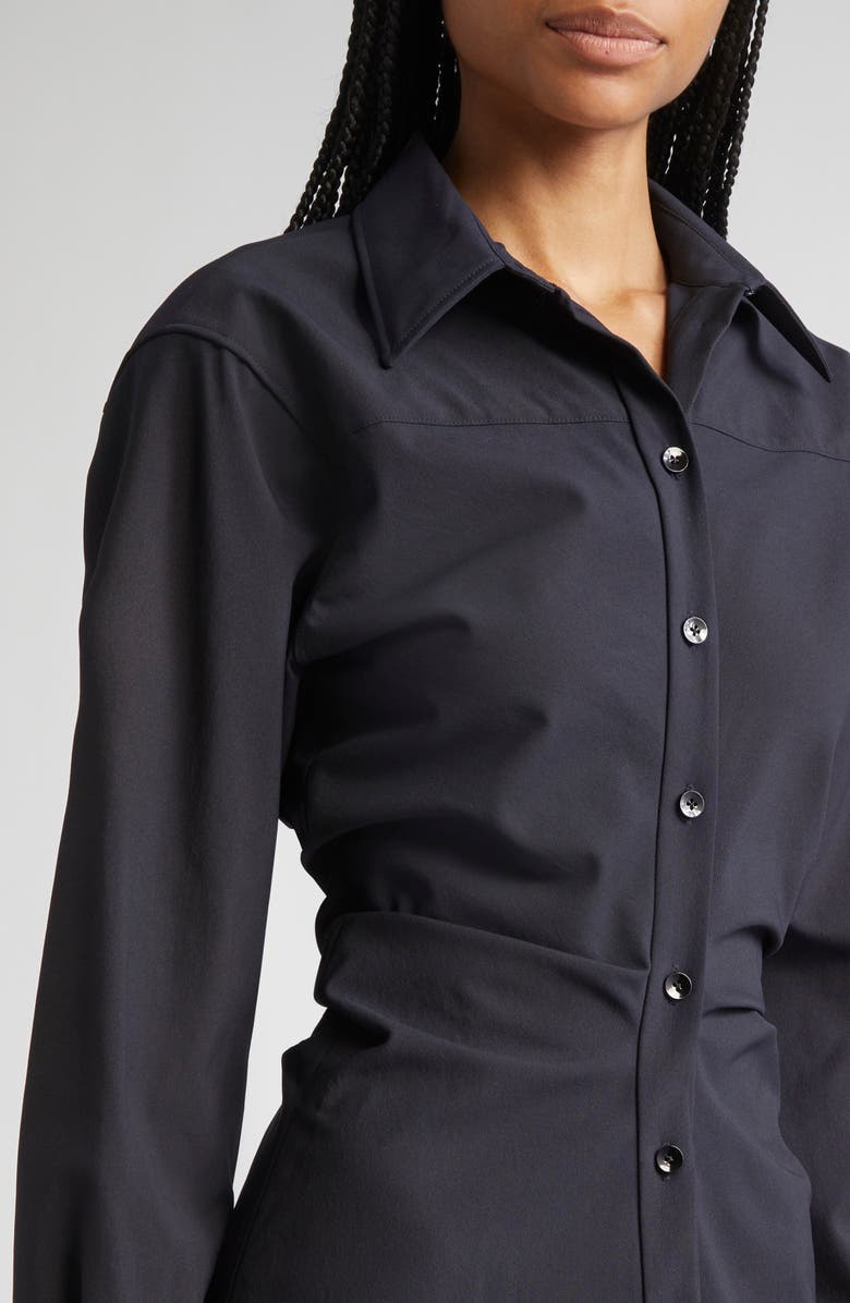 Proenza Schouler Flora Long Sleeve Midi Shirtdress, Alternate, color, Black