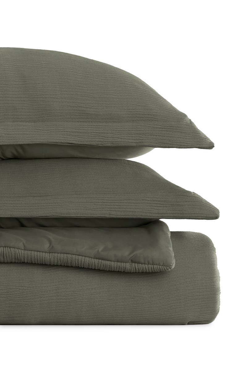 HOMESPUN Double Gauze 3-Piece Comforter Set, Alternate, color, Olive