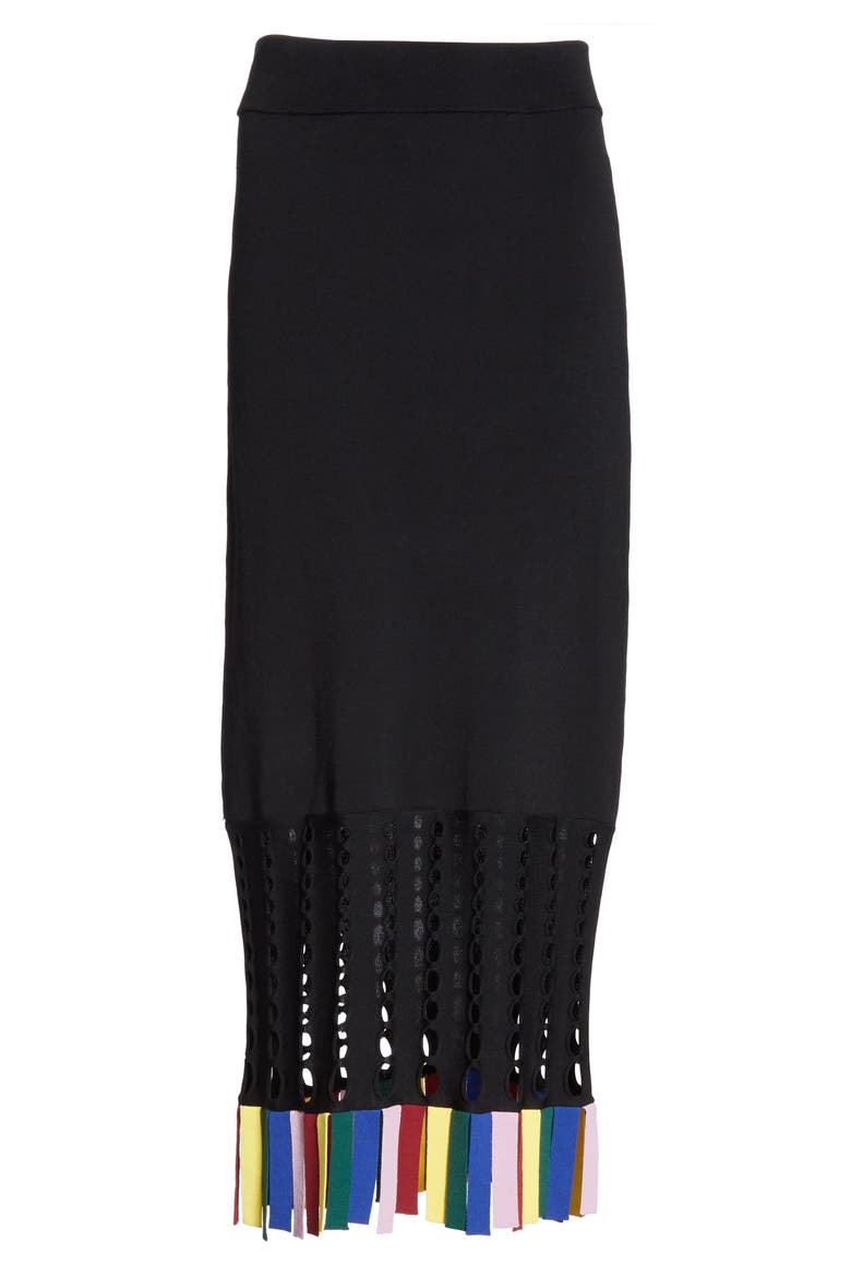 Garage Rainbow Fringe Maxi Skirt, Alternate, color, BLACK/ RAINBOW