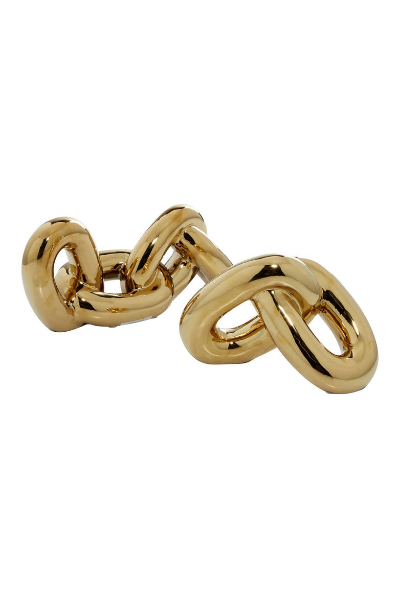 Goldtone Porcelain Chain Sculpture - Set of 2, Main, color, GOLD