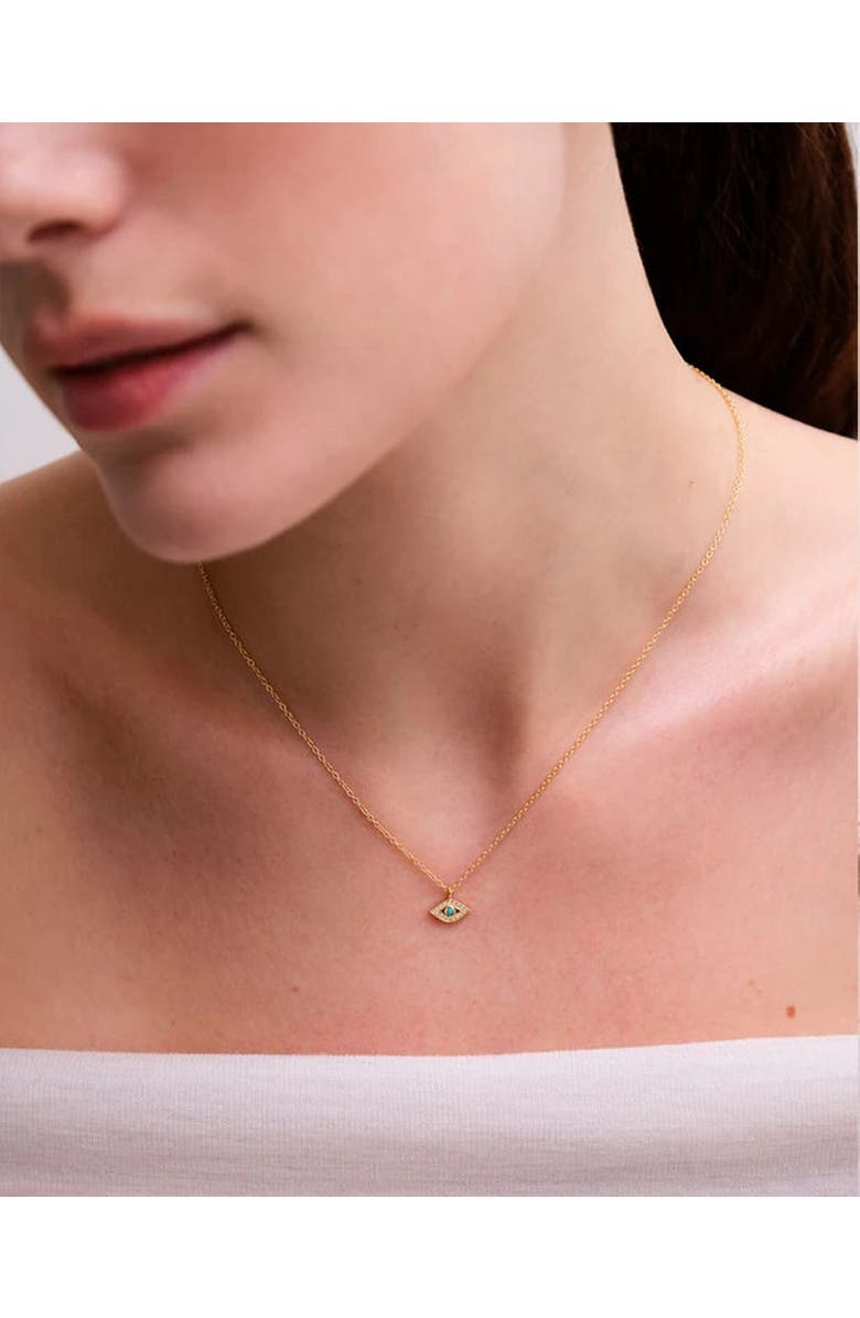 Astley Clarke Gold Biography Mini Evil Eye Pendant Necklace, Alternate, color, Evil Eye