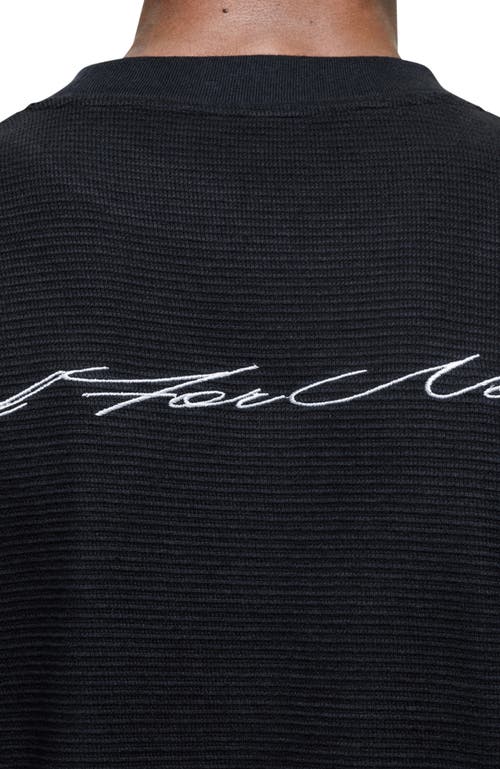 Good For Nothing Scribble Long-sleeve Waffle T-shirt In Black