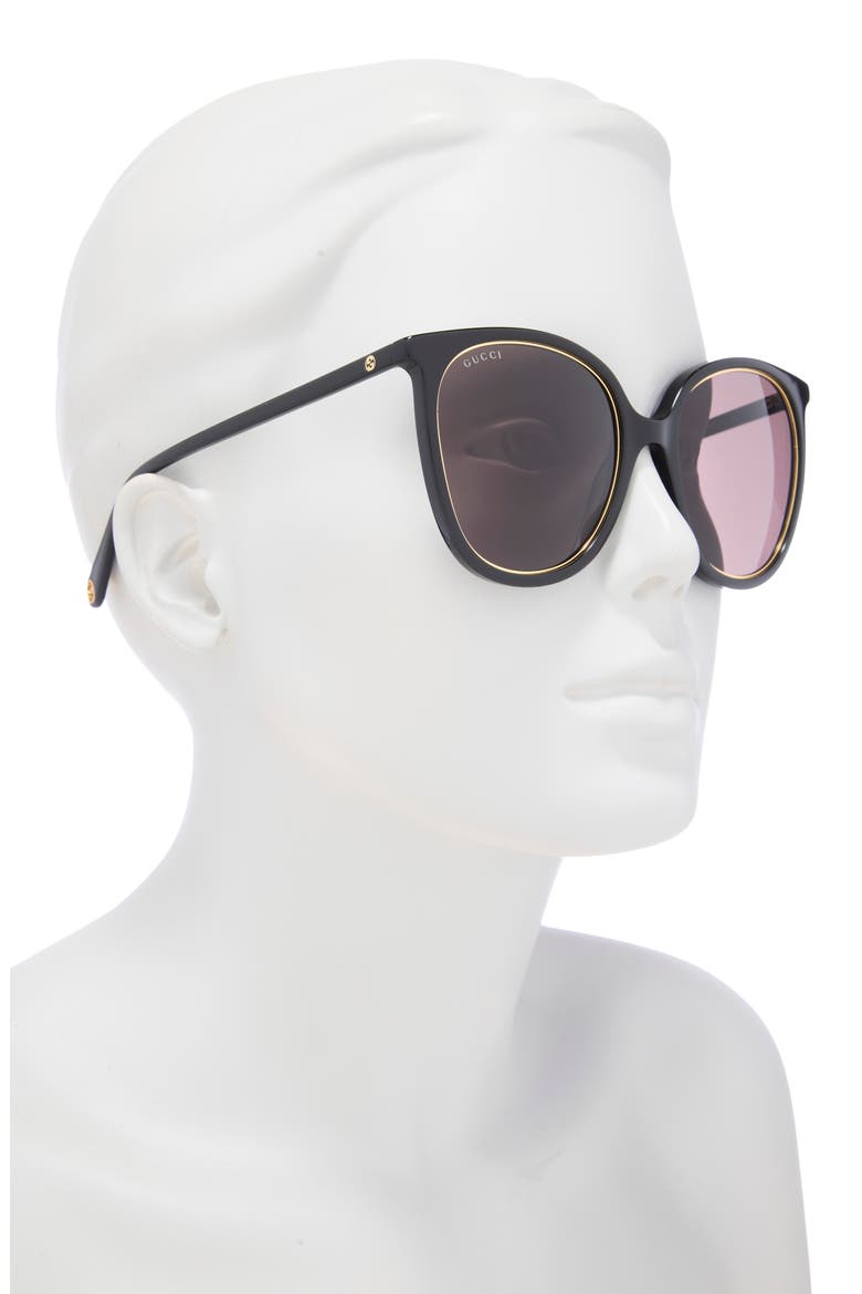 56mm Oval Sunglasses on a Chain, Alternate, color, BLACK BLACK BROWN