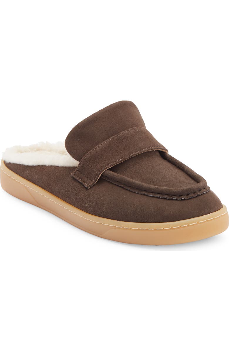 JSlides Hudson Faux Shearling Lined Mule, Main, color, Dark Brown