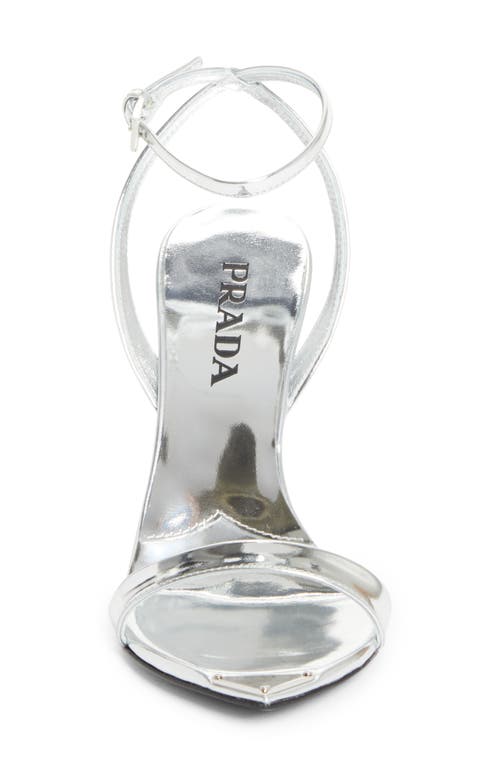 Prada Pointed Toe Logo Sandal In Silver