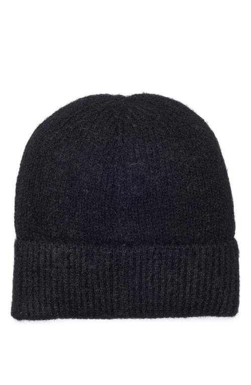 Nanette Lepore Faux Pearl Flower & Bead Knit Cuffed Beanie In Black