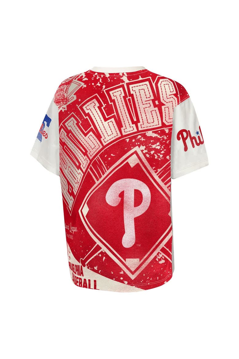 Youth Outerstuff Cream Philadelphia Phillies Big League Top Player Bold All-Over-Print T-Shirt, Alternate, color, Cream