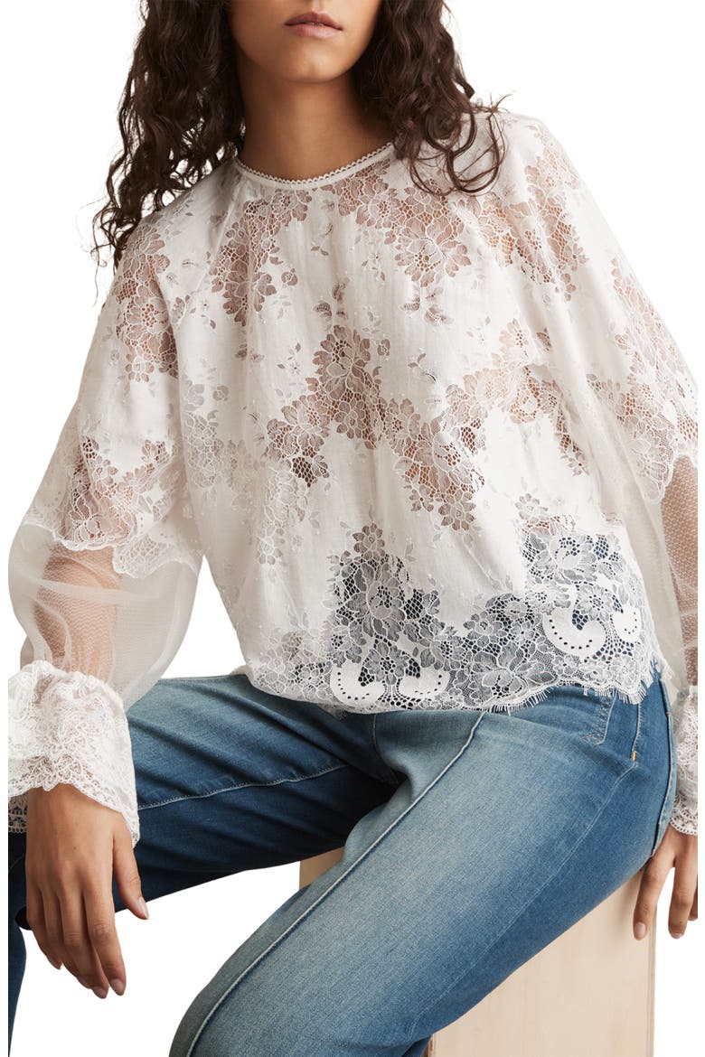 Emilia Guipure Lace Top, Alternate, color, IVORY