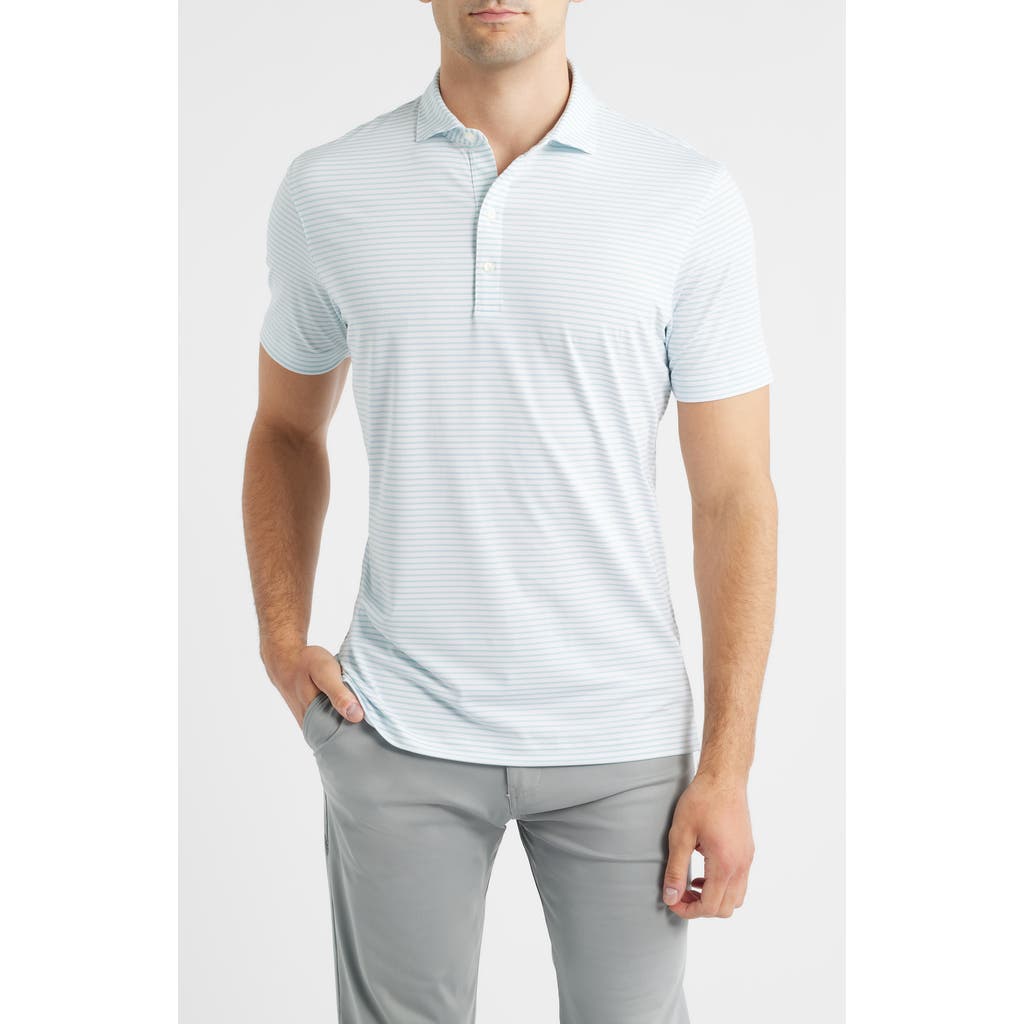 Johnnie-o Michael Stripe Performance Golf Polo In White