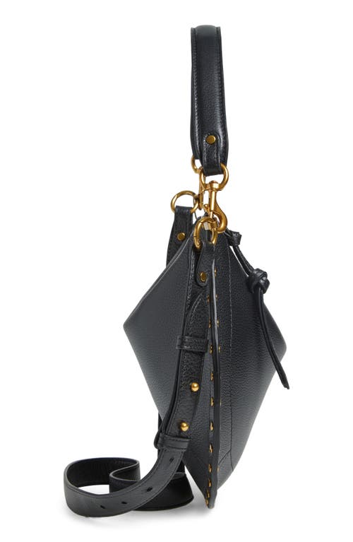 Isabel Marant Oskan Studded Grainy Leather Shoulder Bag In Black