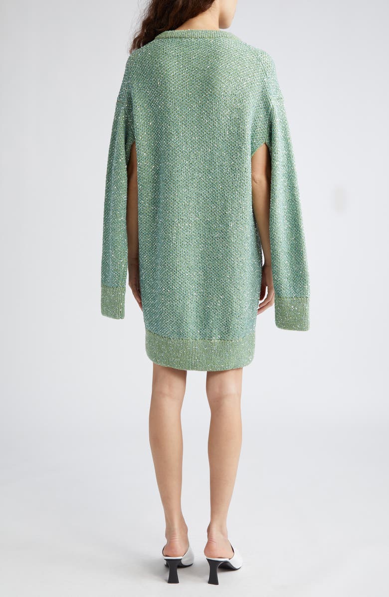 Stella McCartney Sequin Seed Stitch Cape Long Sleeve Sweater Dress, Alternate, color, 
