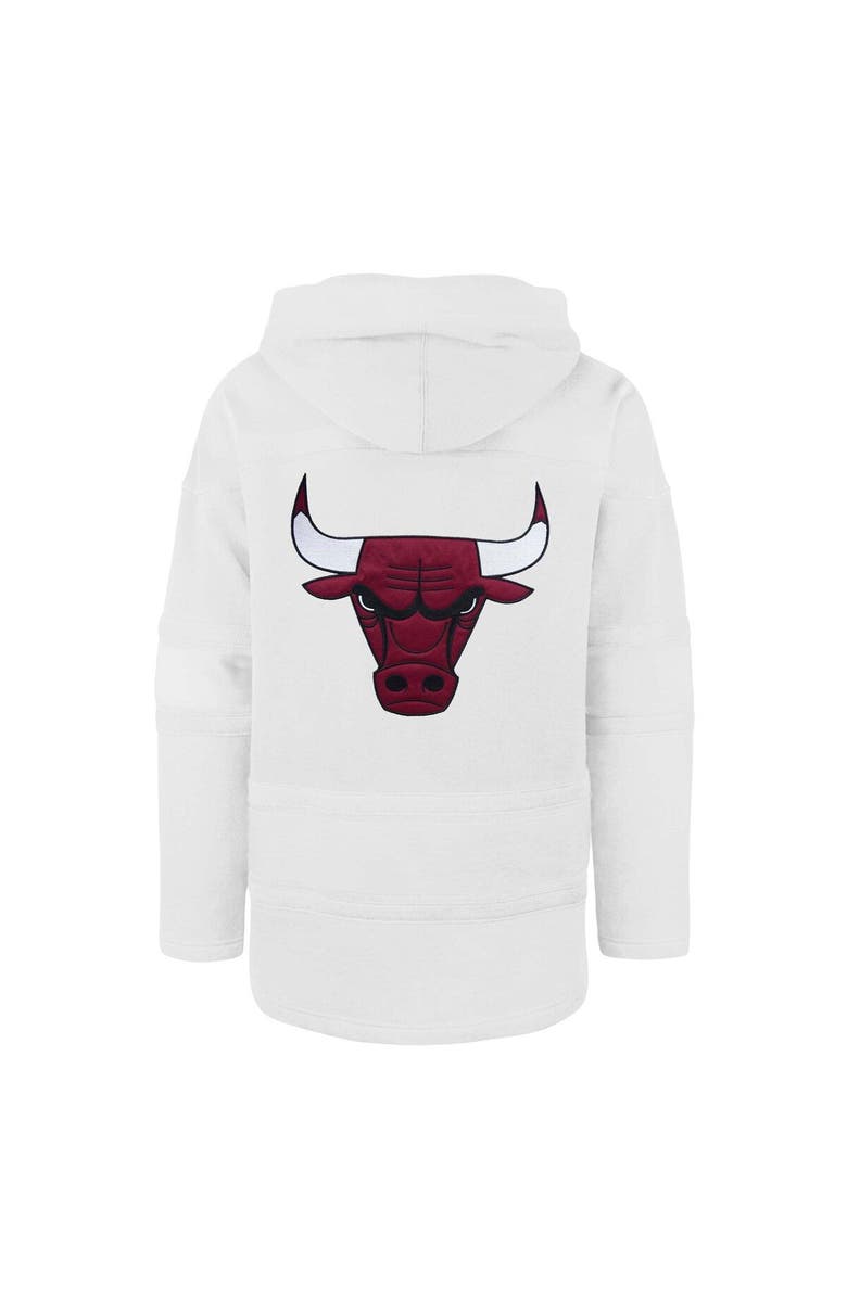'47 Men's '47 White Chicago Bulls 2022/23 Pregame MVP Lacer Pullover Hoodie - City Edition, Alternate, color,
