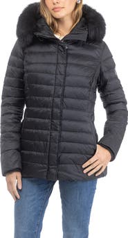 GORSKI Apres-Ski Horizontal Short Jacket With Detachable Genuine Shearling Hood Trim