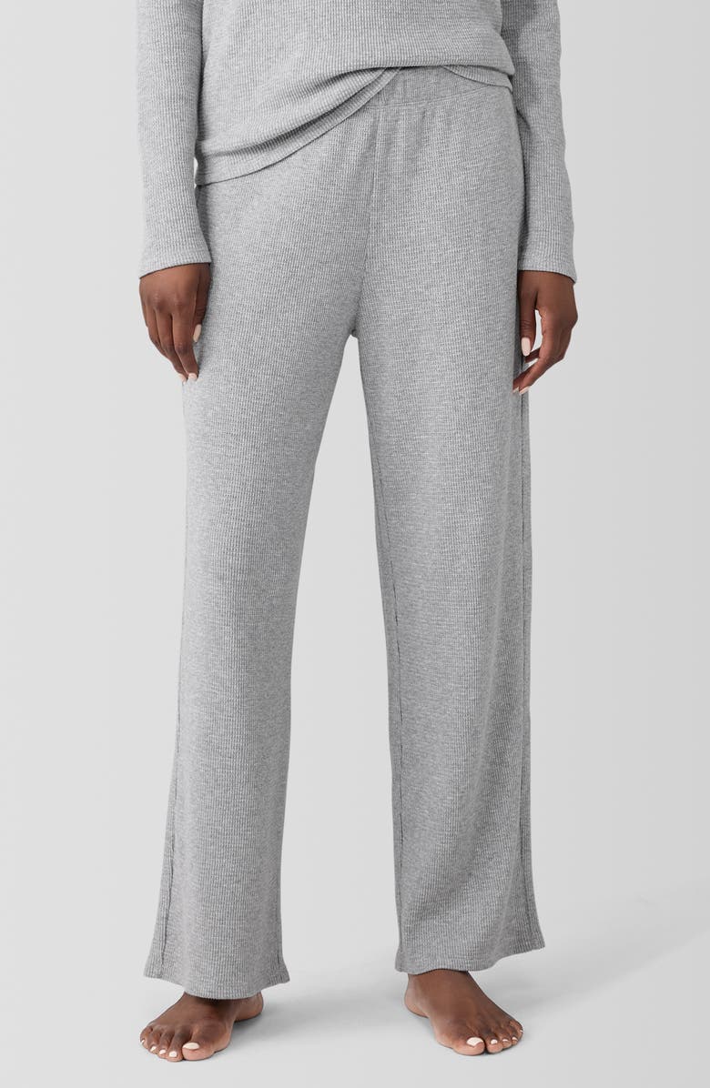 EILEEN FISHER SLEEP Organic Cotton Waffle Knit Straight Ankle Pants, Main, color,