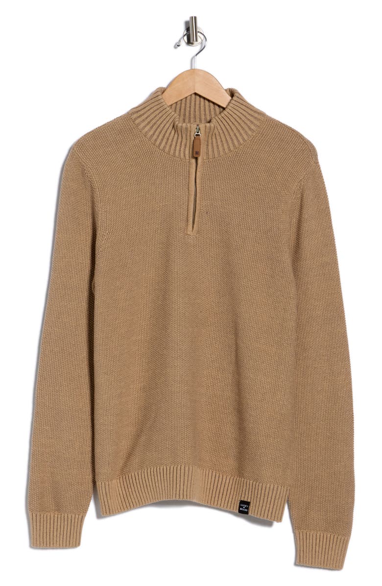 Lucky Brand Cotton Quarter Zip Sweater, Alternate, color, Sesame