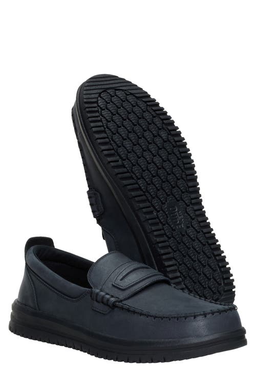 Hey Dude Wally Next Leather Penny Loafer In Black