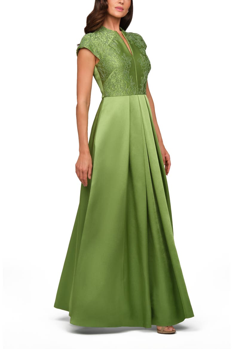 Wrenley Beaded Cap Sleeve Gown, Alternate, color, LIME GREEN