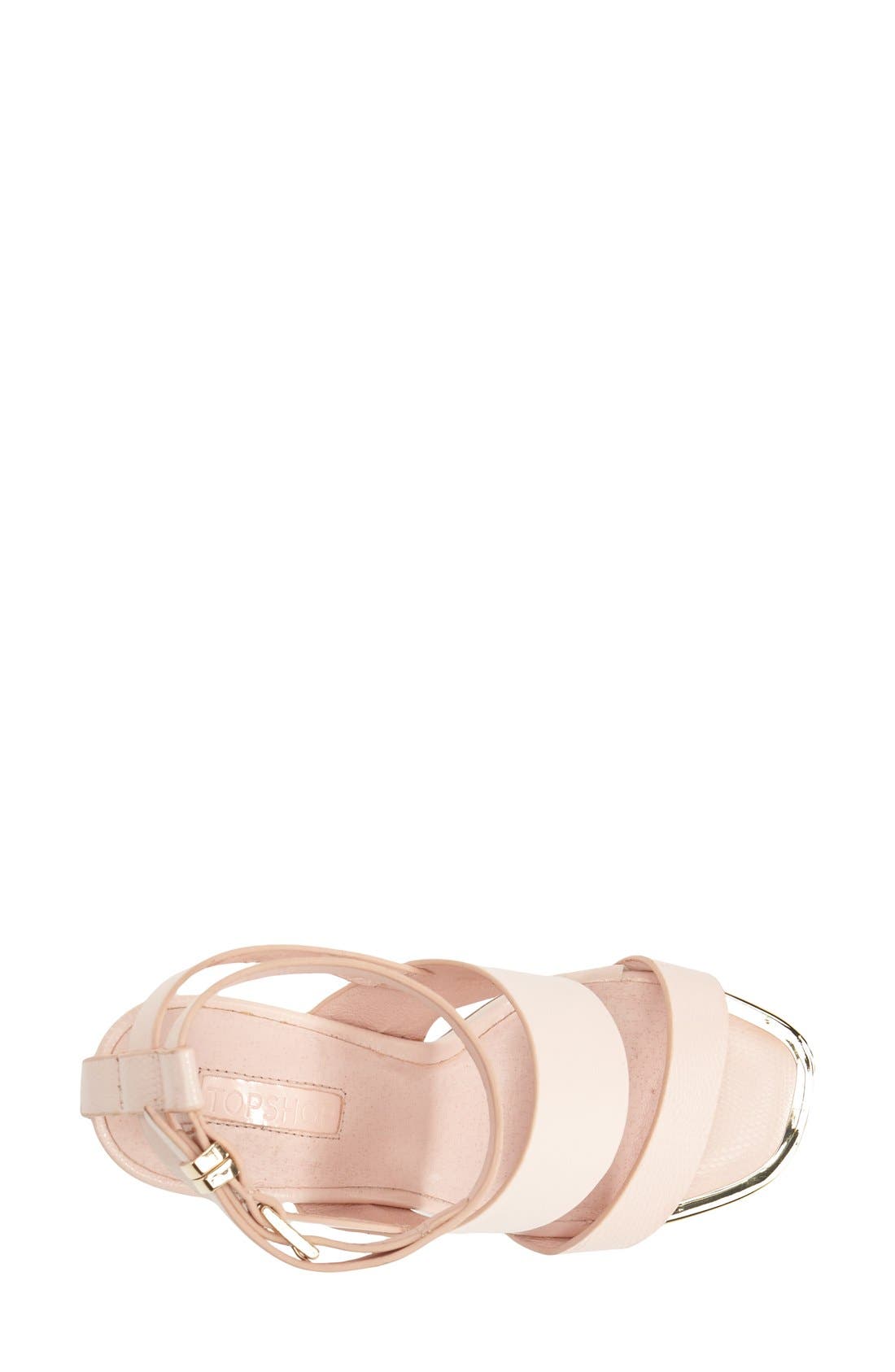 'Riot' Lizard Embossed Ankle Strap Sandals, Alternate, color, NUDE