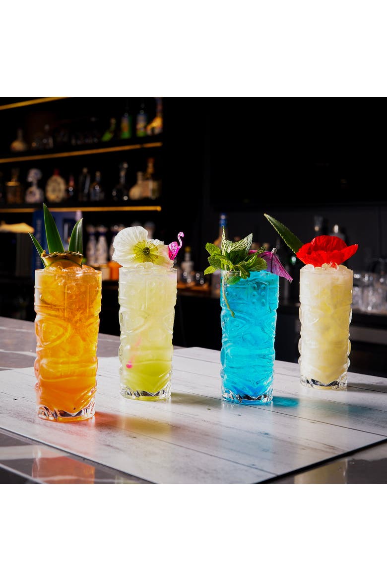 Clear Tiki Glasses - 450 ML - Set of 4, Alternate, color, Clear
