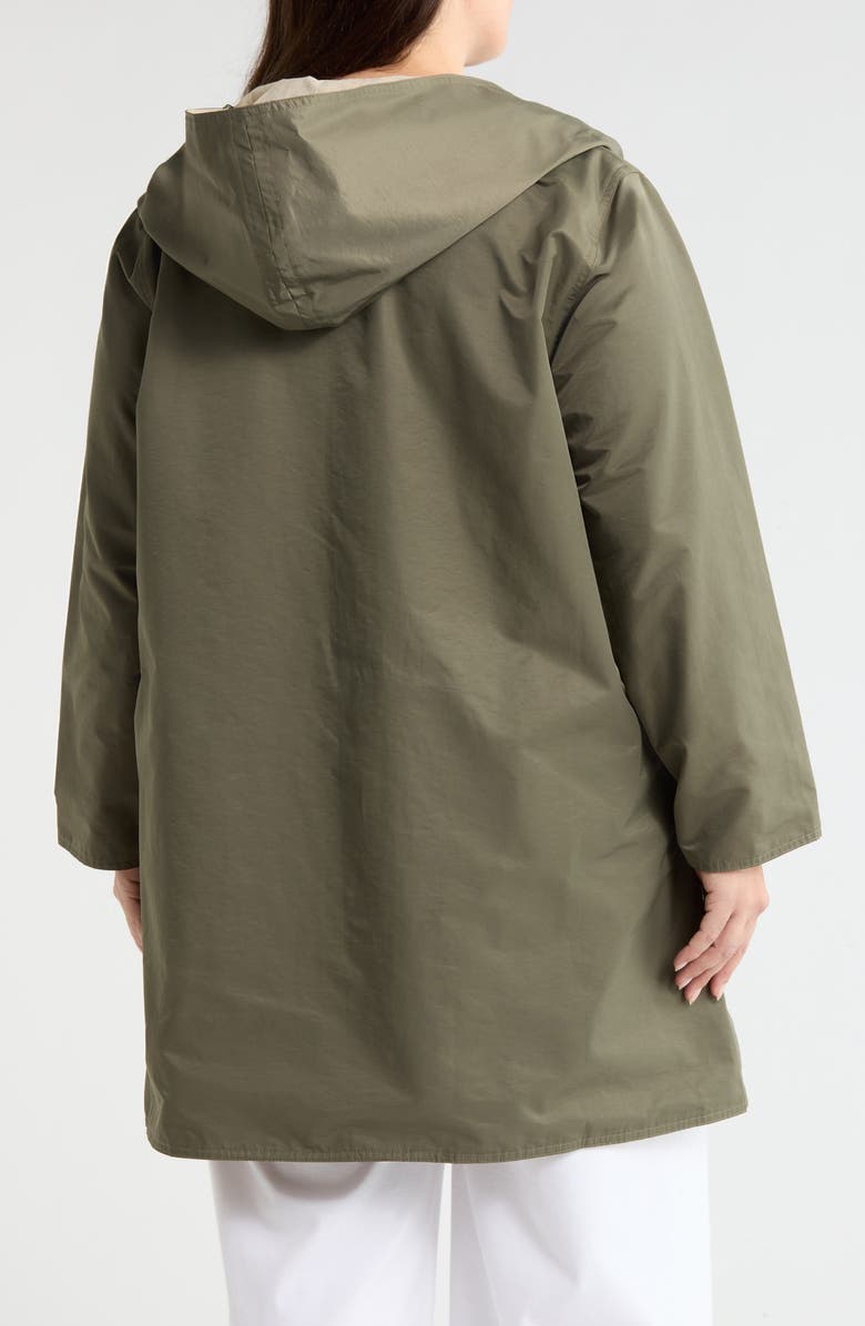 Eileen Fisher Hooded Reversible Coat, Alternate, color, Bay Leaf