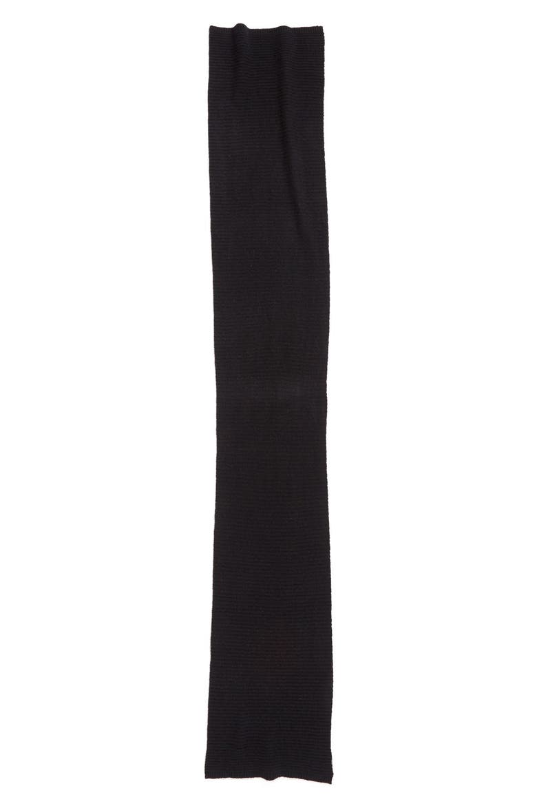 Ribbed Cashmere Muffler, Alternate, color, BLACK