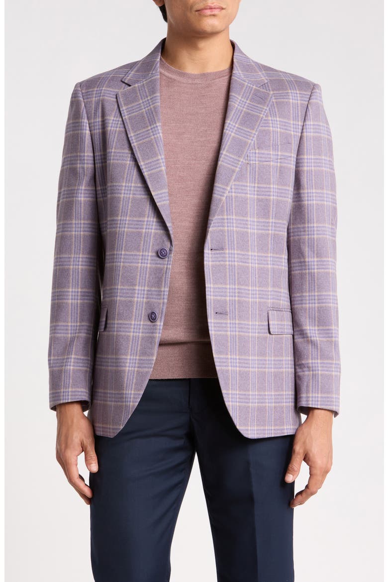 Plaid Stretch Sport Coat, Main, color, PURPLE
