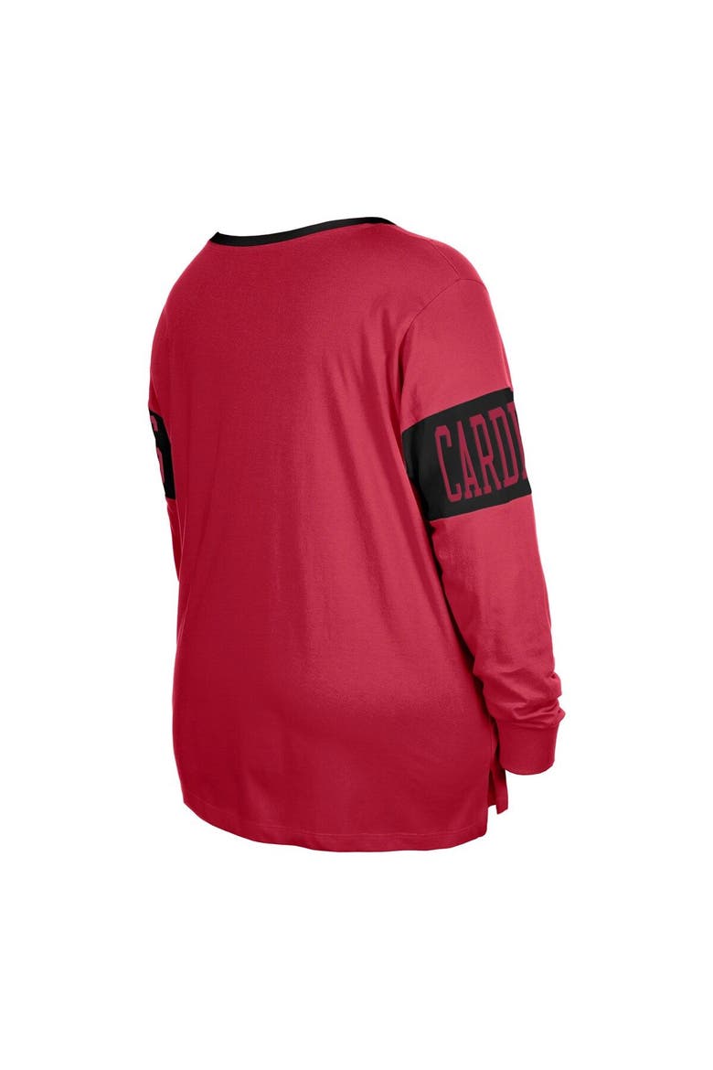 Women's New Era  Cardinal Arizona Cardinals Plus Size Lace-Up Notch Neck Long Sleeve T-Shirt, Alternate, color, Cardinal