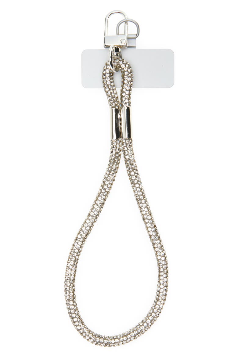 Crystal Cord Phone Wrist Strap, Main, color, SILVER