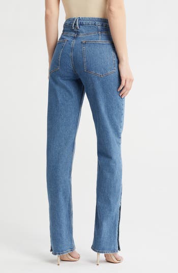 Good Icon Button Hem Jeans