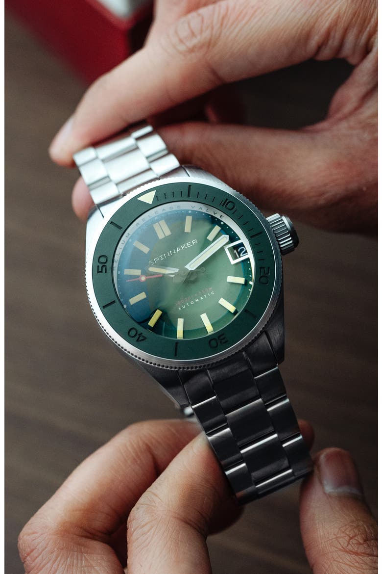 Piccard Automatic Bracelet Watch, 45mm, Alternate, color, GREEN