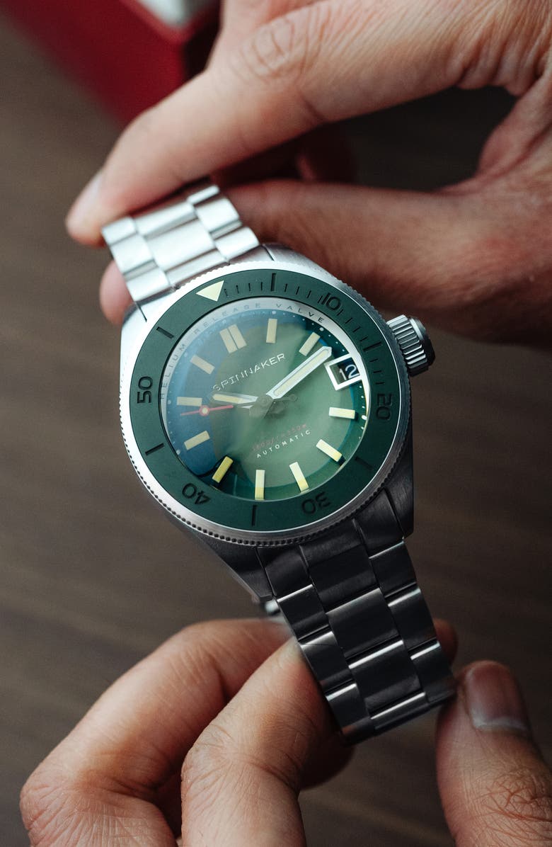 SPINNAKER Piccard Automatic Bracelet Watch, 45mm, Alternate, color, Green