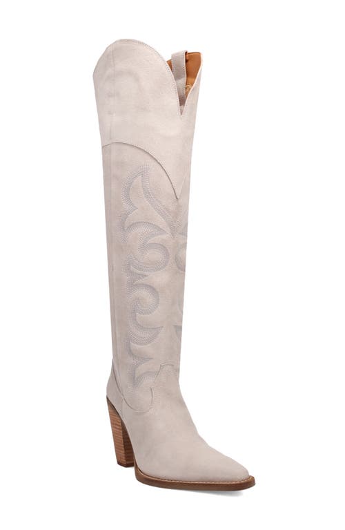 Dingo Primadonna Pointed Toe Over The Knee Western Boot In White