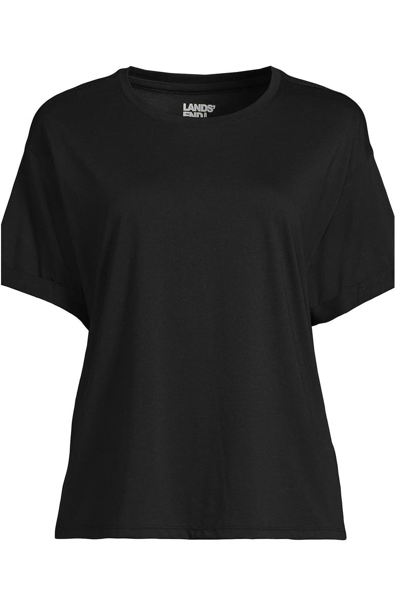Lands' End Oversized Supima Short Sleeve Crew Neck T-Shirt, Alternate, color, Black