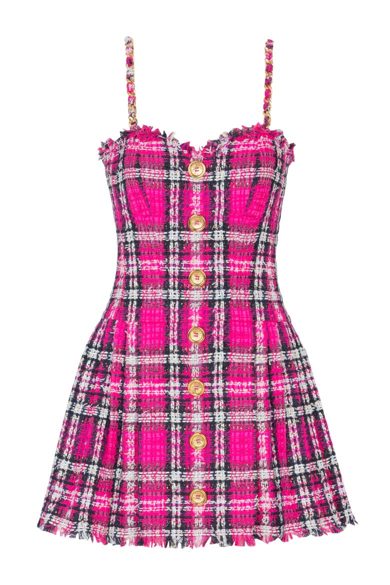 Plaid dress with chain straps, Alternate, color, pink