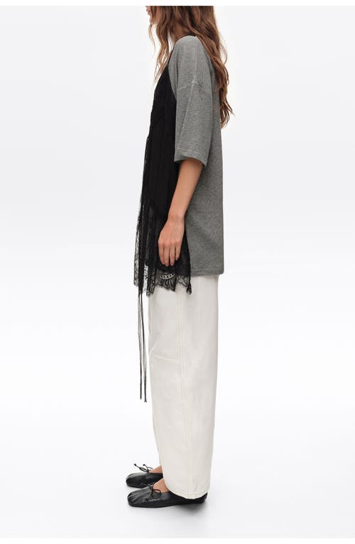 Bimba Y Lola Fluid Layer Oversize T-shirt In Melange Grey
