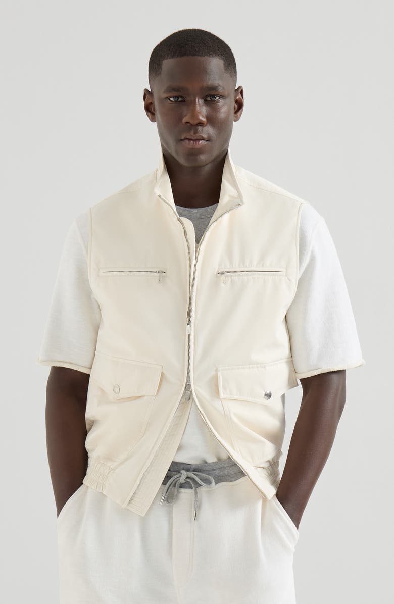 Brunello Cucinelli Nylon vest with padding, Alternate, color, Panama