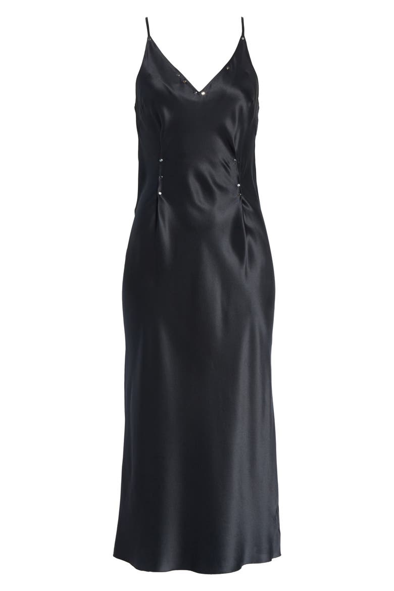 T by Alexander Wang Silk Charmeuse Slipdress, Alternate, color, BLACK