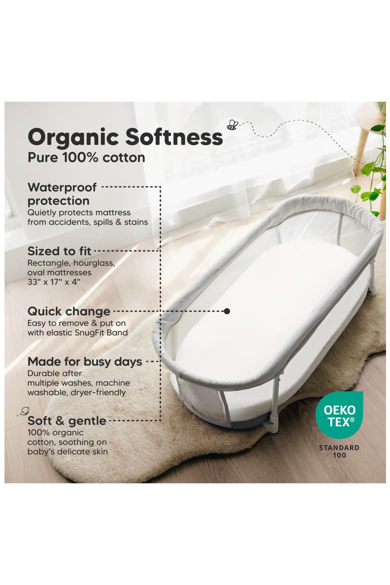 2-Pack Soothe [Protect+] Waterproof Bassinet Sheets, Alternate, color, Soft White
