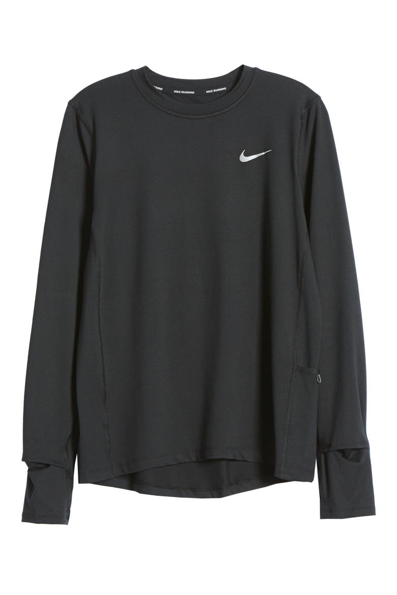 Element Dri-FIT Running T-Shirt, Alternate, color, BLACK/ REFLECTIVE SILVER