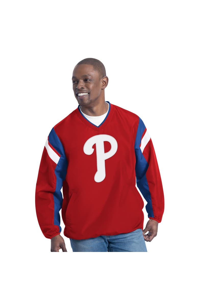 G-III SPORTS BY CARL BANKS Men's G-III Sports by Carl Banks Red Philadelphia Phillies Double Coverage V-Neck Pullover, Main, color, Red
