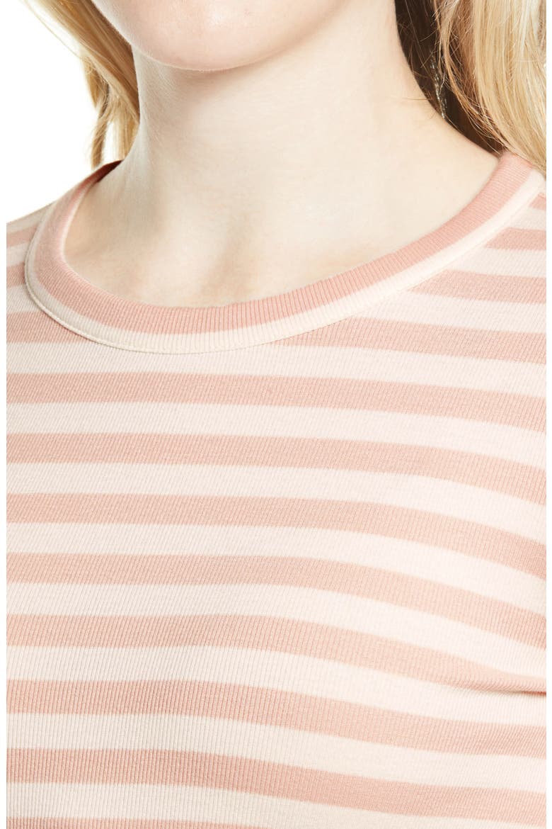Everyday Stretch Pima Cotton Ribbed T-Shirt, Alternate, color, PINK- IVORY STRIPE