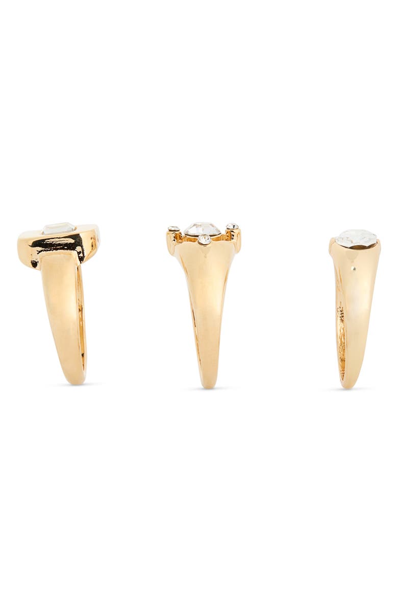 NORDSTROM RACK Set of 3 Signet Rings, Alternate, color, Clear- Gold
