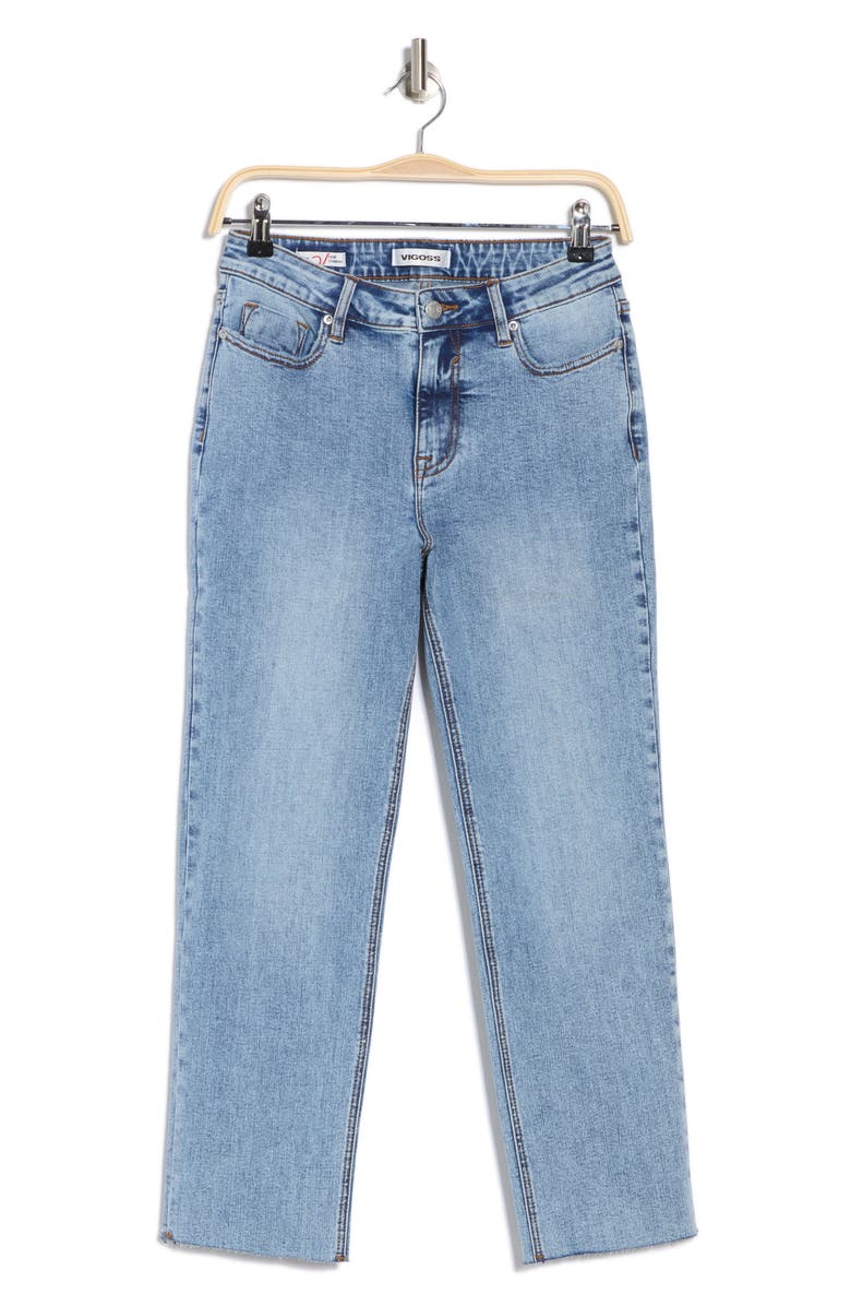 Vigoss Stevie Raw Hem Crop Straight Leg Jeans, Alternate, color, 
