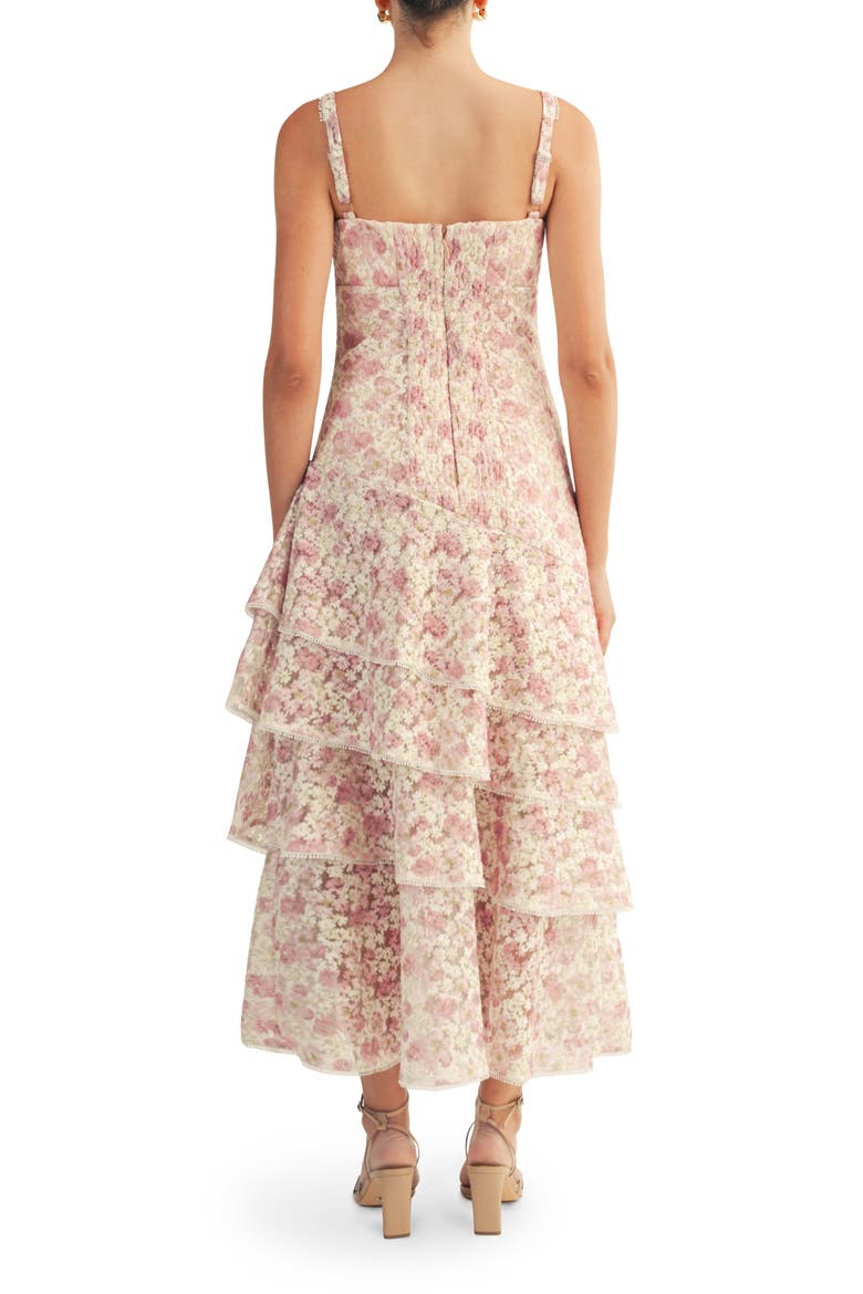 Lorraine Layered Ruffle Sleeveless Maxi Dress, Alternate, color, PINK MULTI
